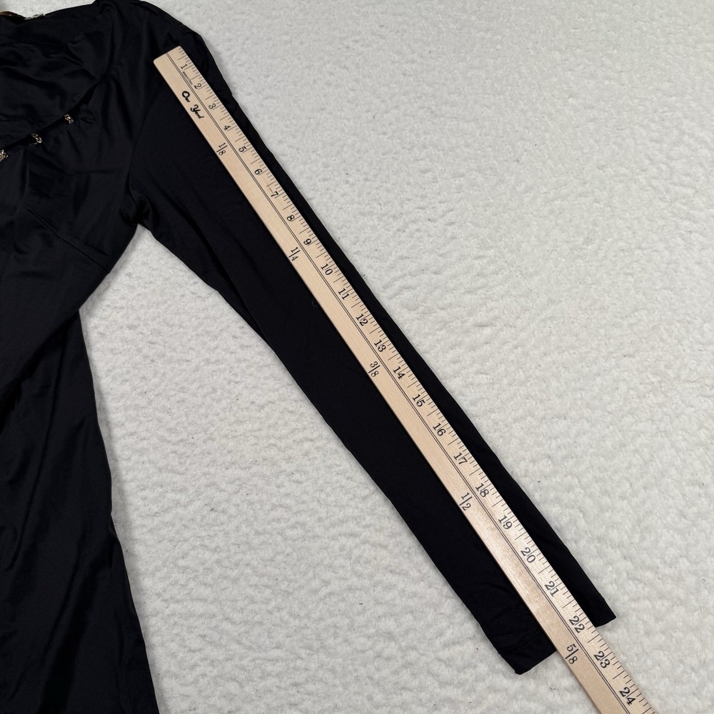 Meshki Chain Dress Women's Medium Black Gold Mini Bodycon Sexy Designer Stretch - Picture 10 of 12